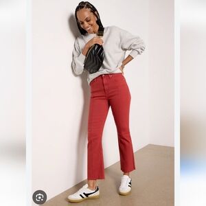 CCO Lennon Seamed High Rise Crop Bootcut Pants in Rouge